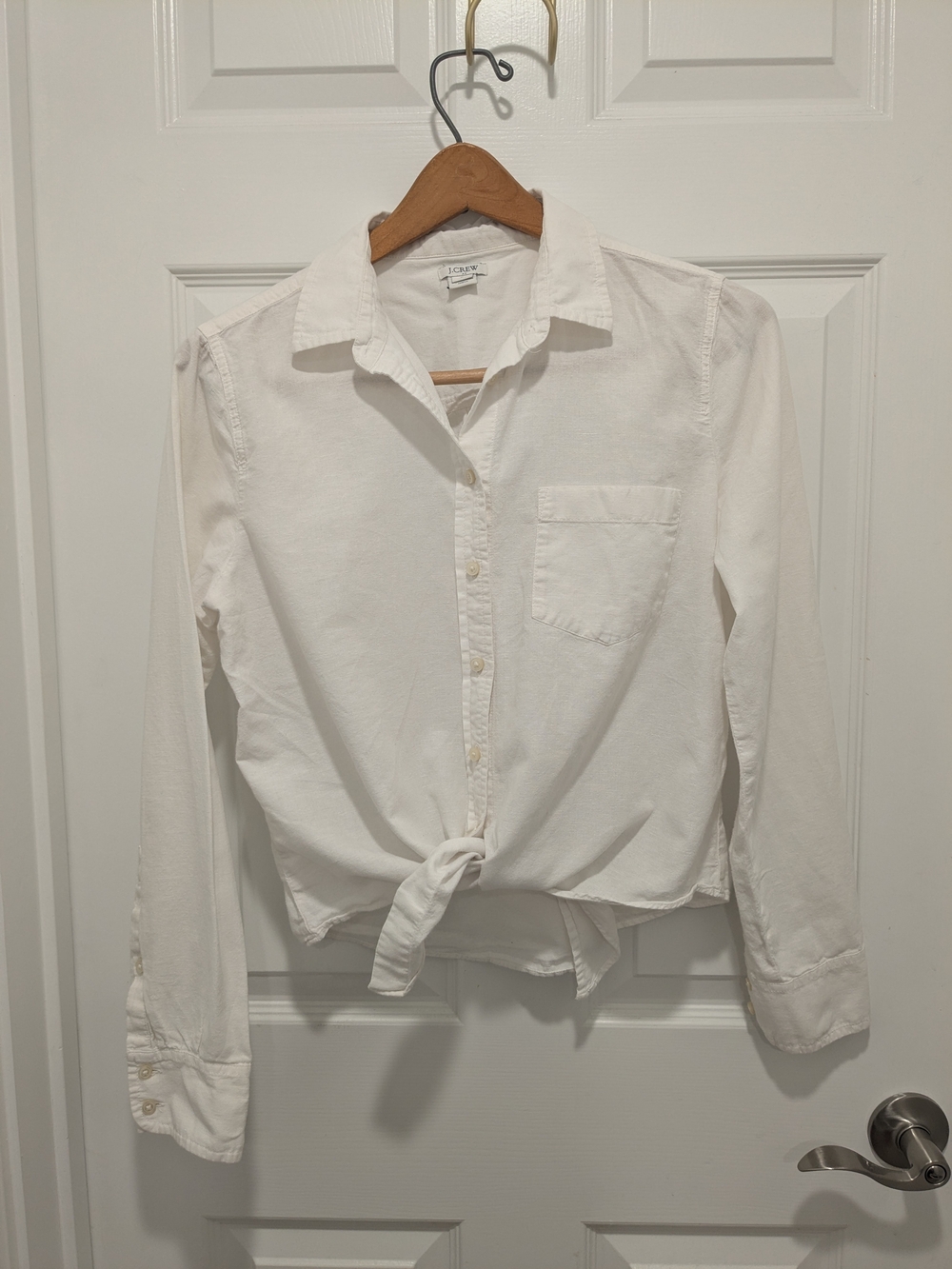J. Crew White Tie-Front Button-Down Shirt